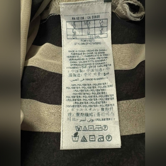 Guess Sheer Long Sleeve Top Striped Creme Black Size Medium EUC - Picture 9 of 9